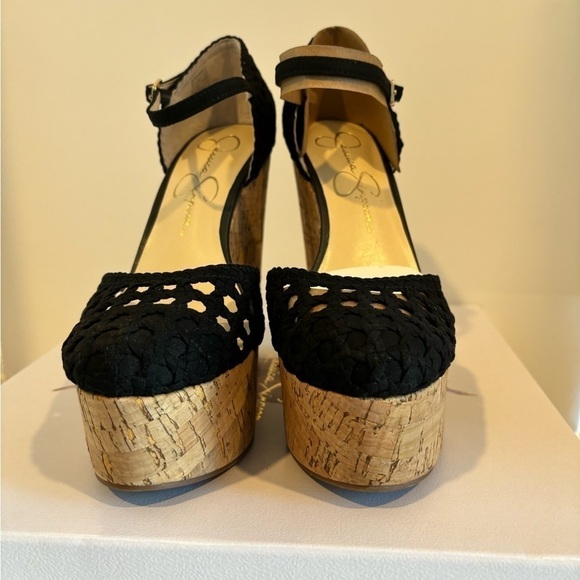 JESSICA SIMPSON Marshela Ankle-Strap Platform Wedge Sandals Woven Cutout shoes - Picture 8 of 16